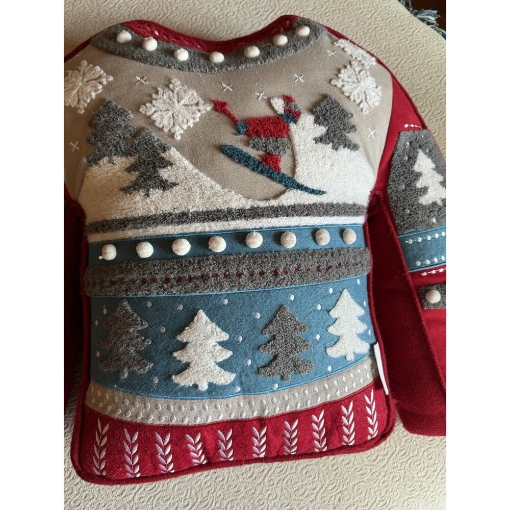 Cynthia Rowley Christmas Sweater Shape Throw Pillow 17